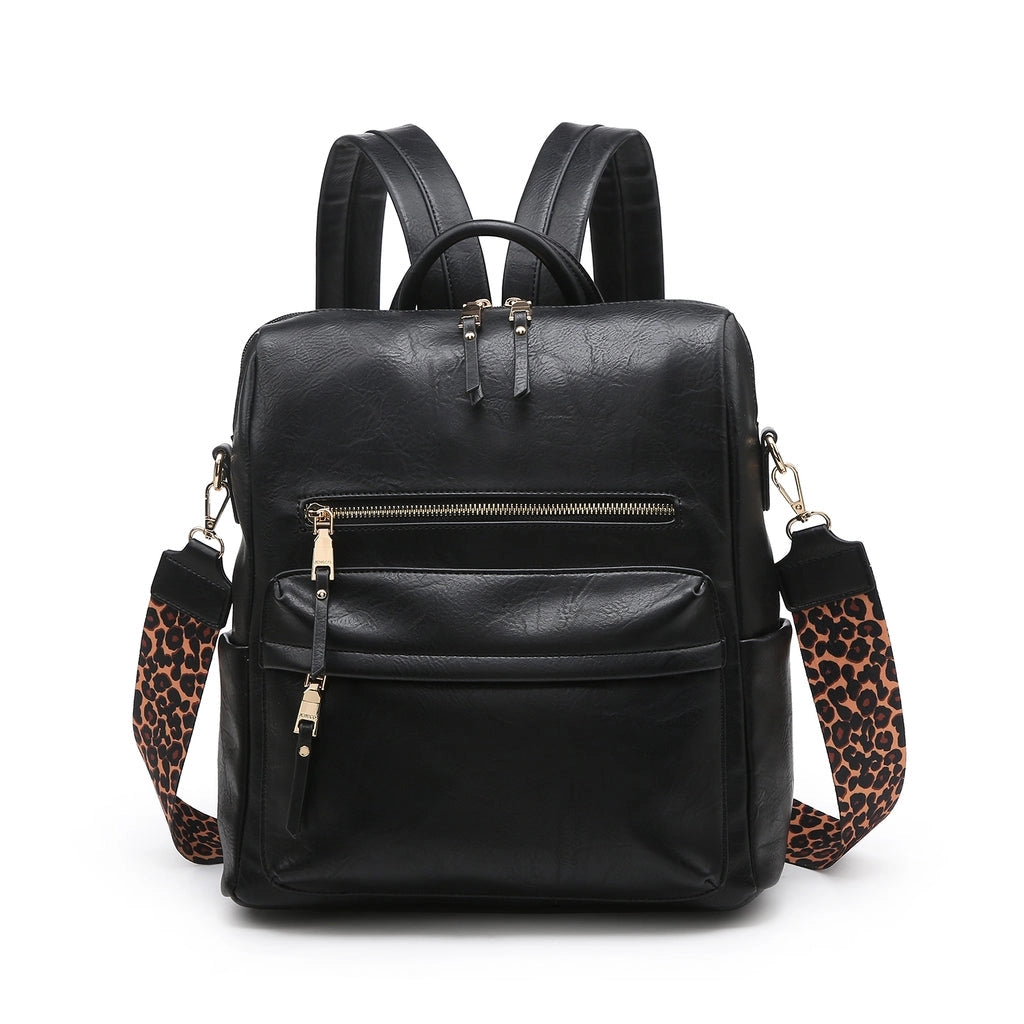 Load image into Gallery viewer, City Chick Leopard Strap Convertible Backpack
