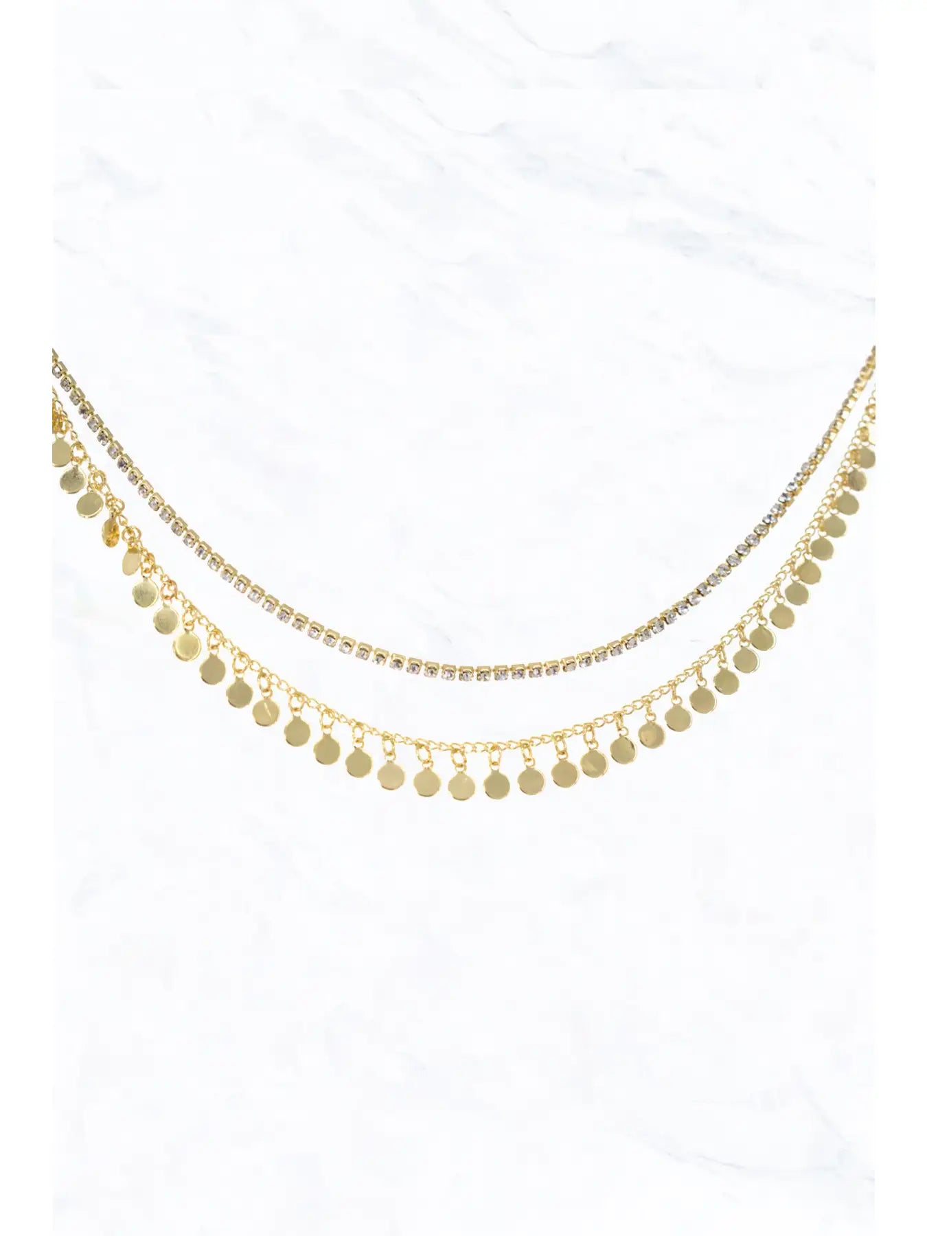 Disc & Tennis Layered Chain Necklace
