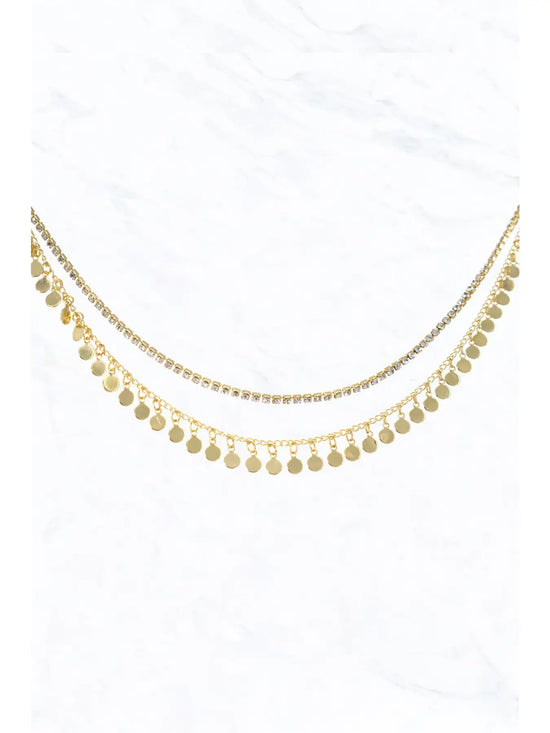 Disc & Tennis Layered Chain Necklace