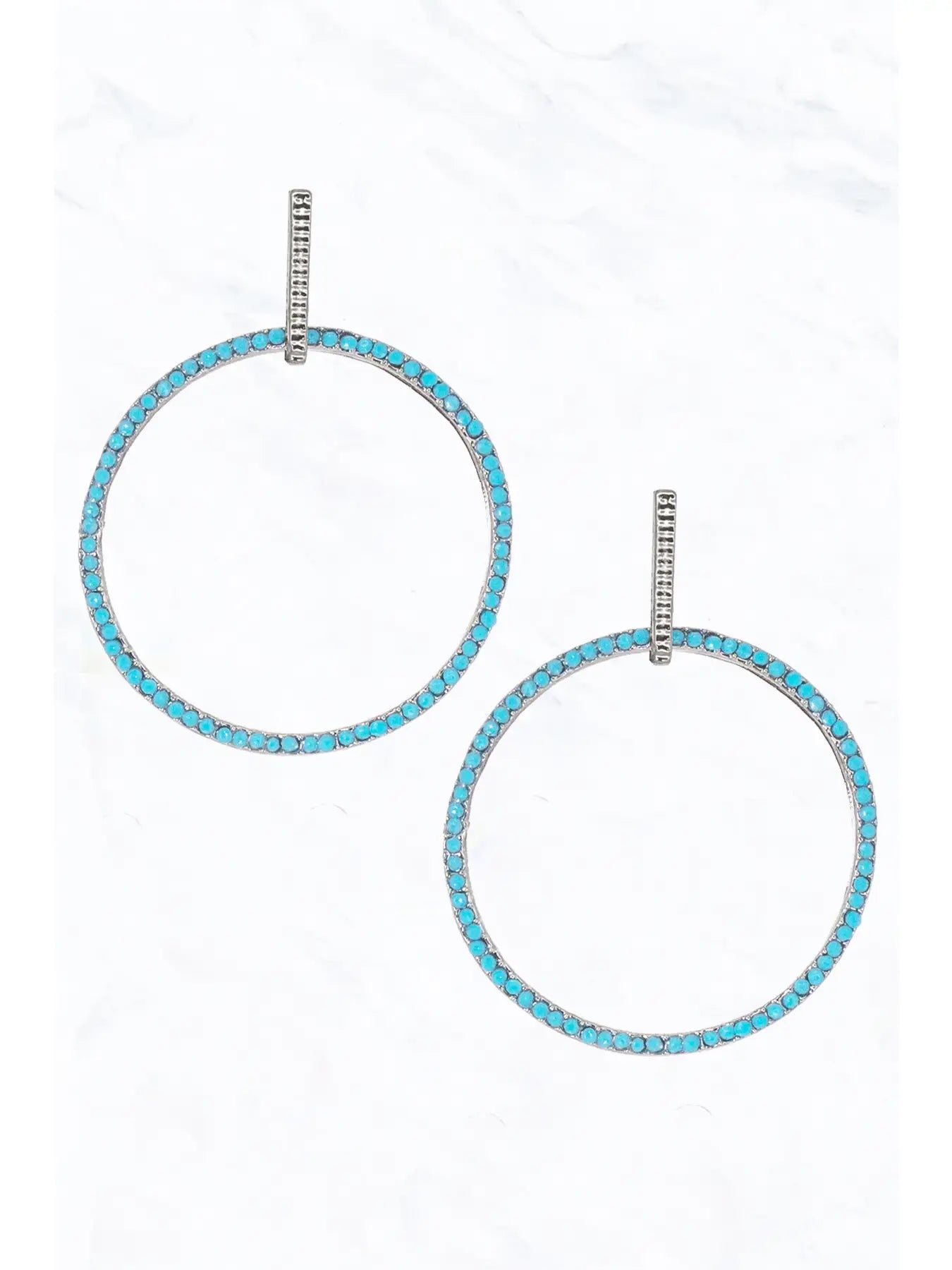 Turquoise Crystal Bar Drop Earrings