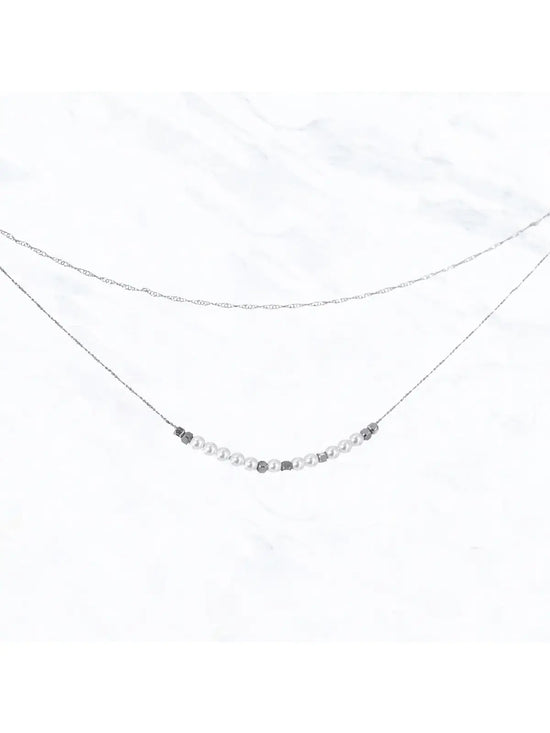 Pearl Beaded Layered Chain Necklace