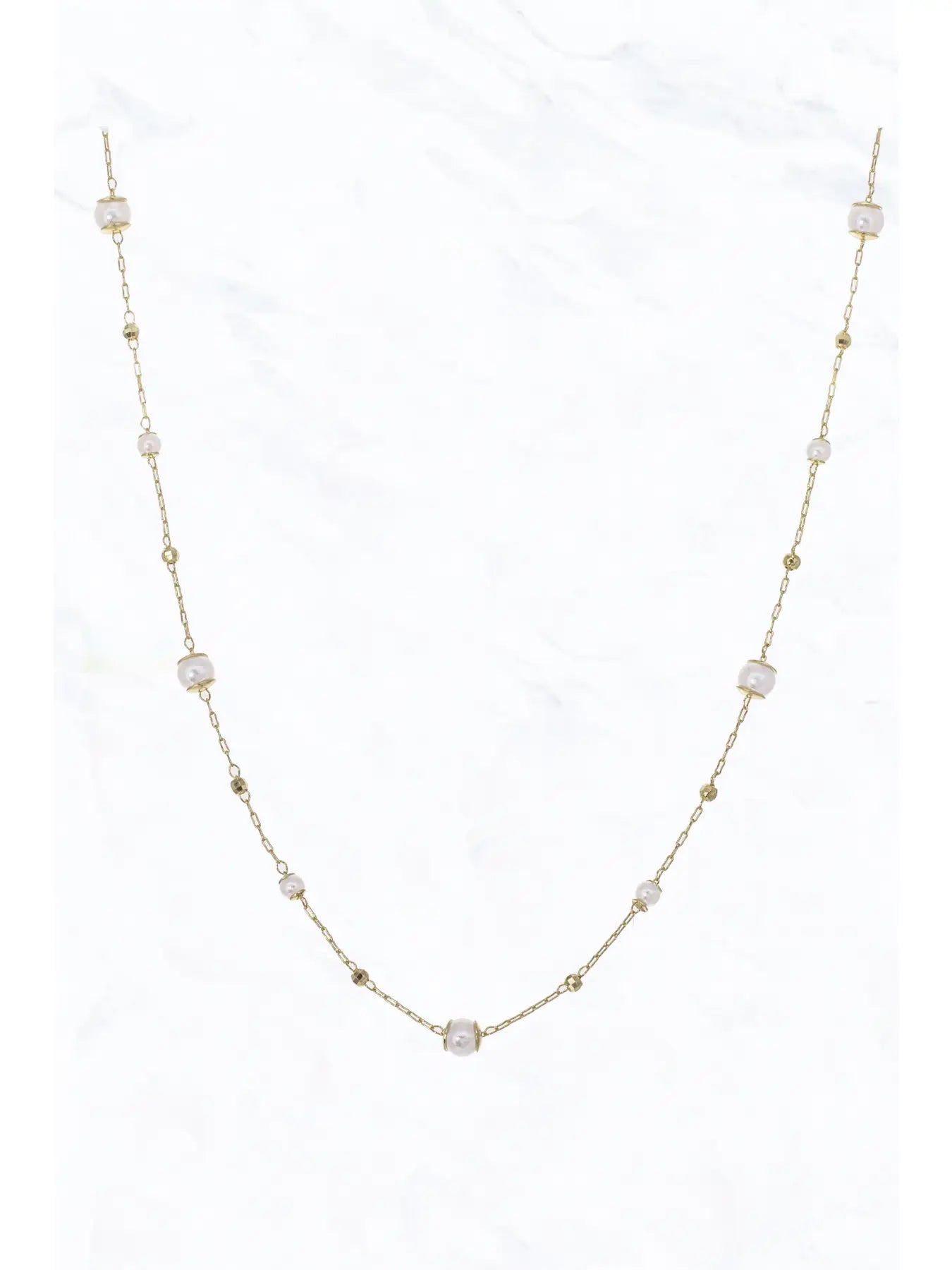 Load image into Gallery viewer, Pearl &amp;amp; Crystal Dainty Pearl Necklace
