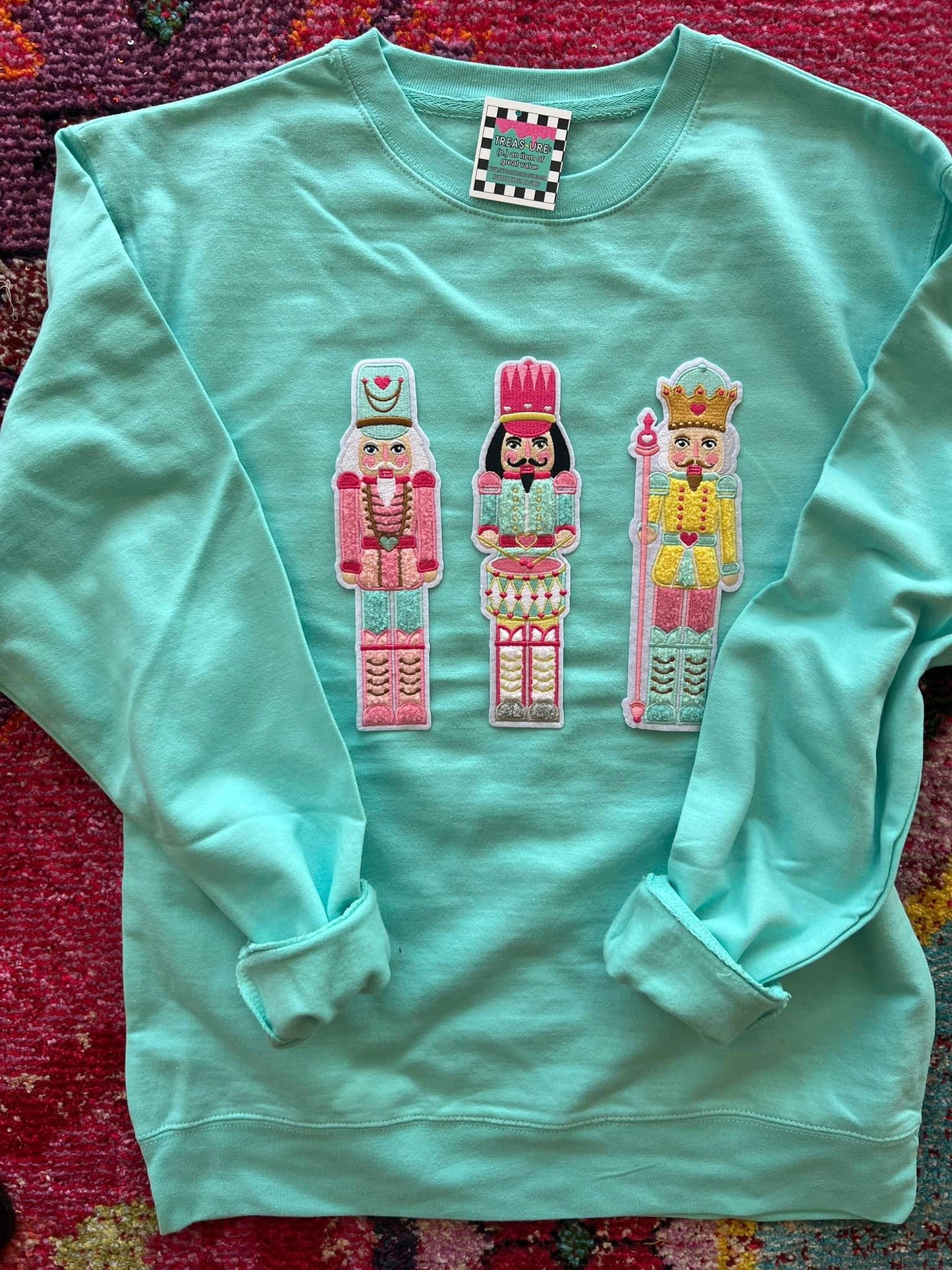 Nutcracker Chenille Patch Mint Sweatshirt