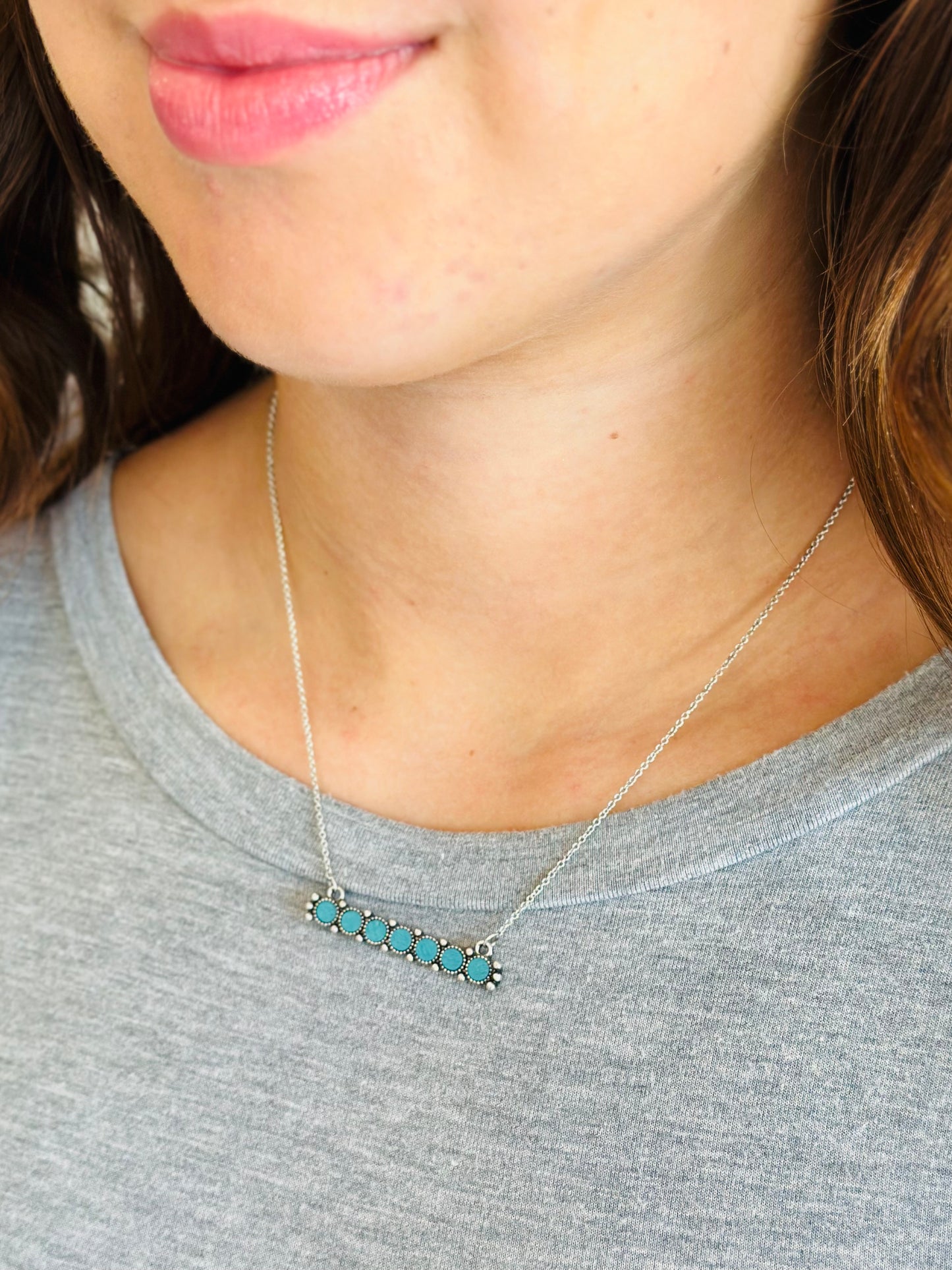 Turquoise Stone Bar Necklace