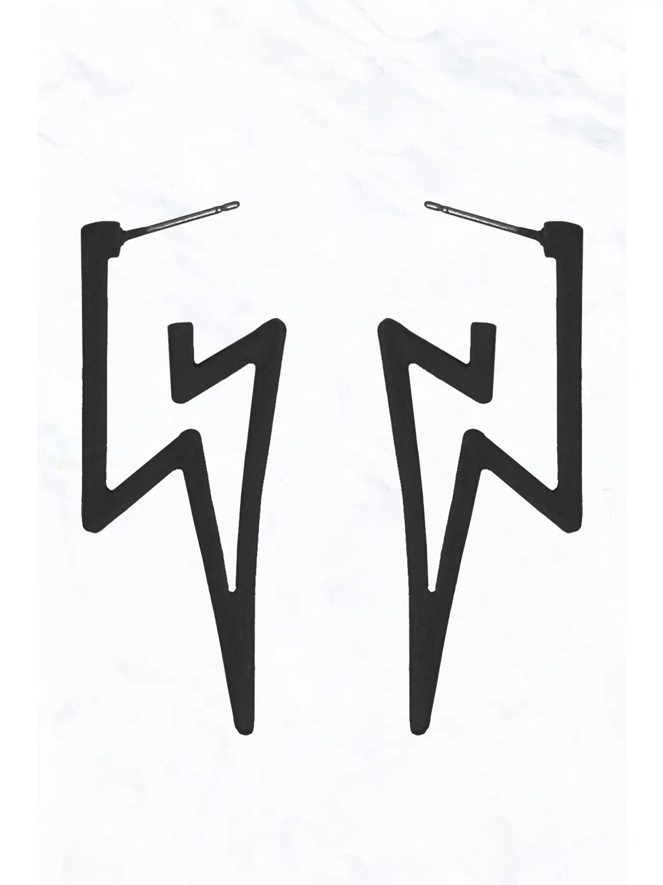 Hammered Black Lightning Bolt Earrings