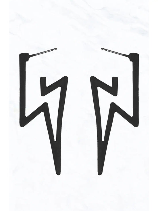 Hammered Black Lightning Bolt Earrings