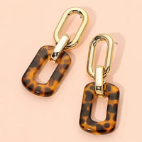 Tortoise Resin Chain Drop Earrings