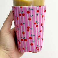 Pink Stripe Cherry Iced Coffee Sleeve