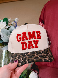Game Day Embroidered Two Tone Leopard Trucker Hat