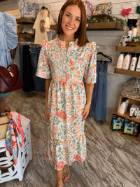 BauMont Blue Floral Midi Dress