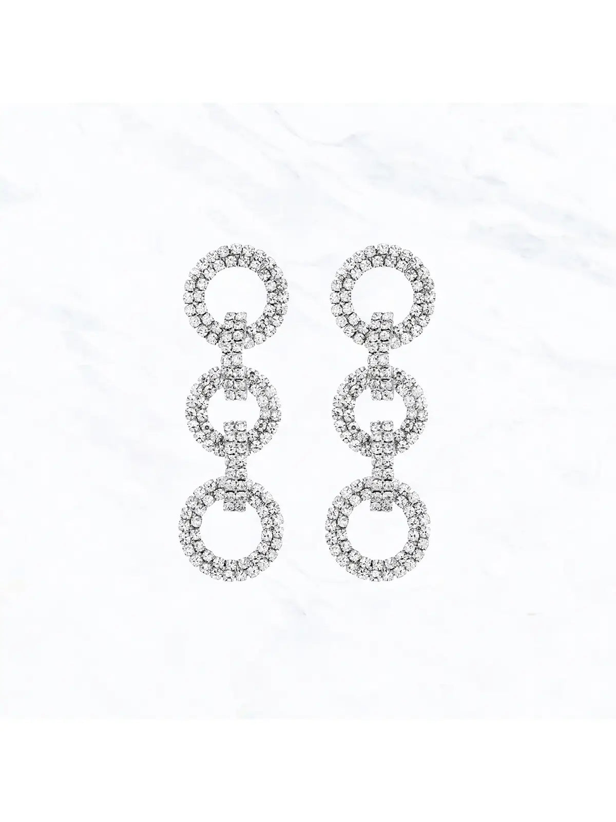 Triple Drop Chain Crystal Earring