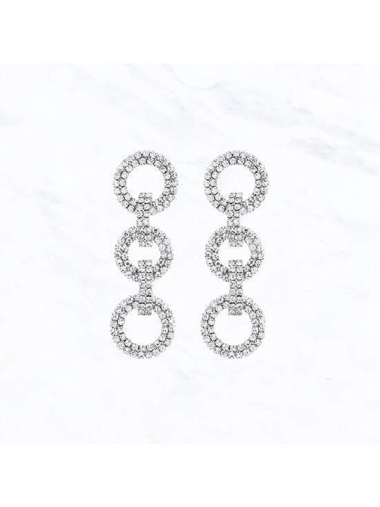 Triple Drop Chain Crystal Earring