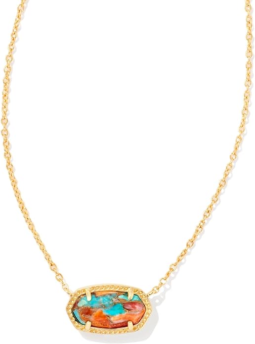 Elisa gold pendant necklace in bronze vintage veined turquoise magnesite