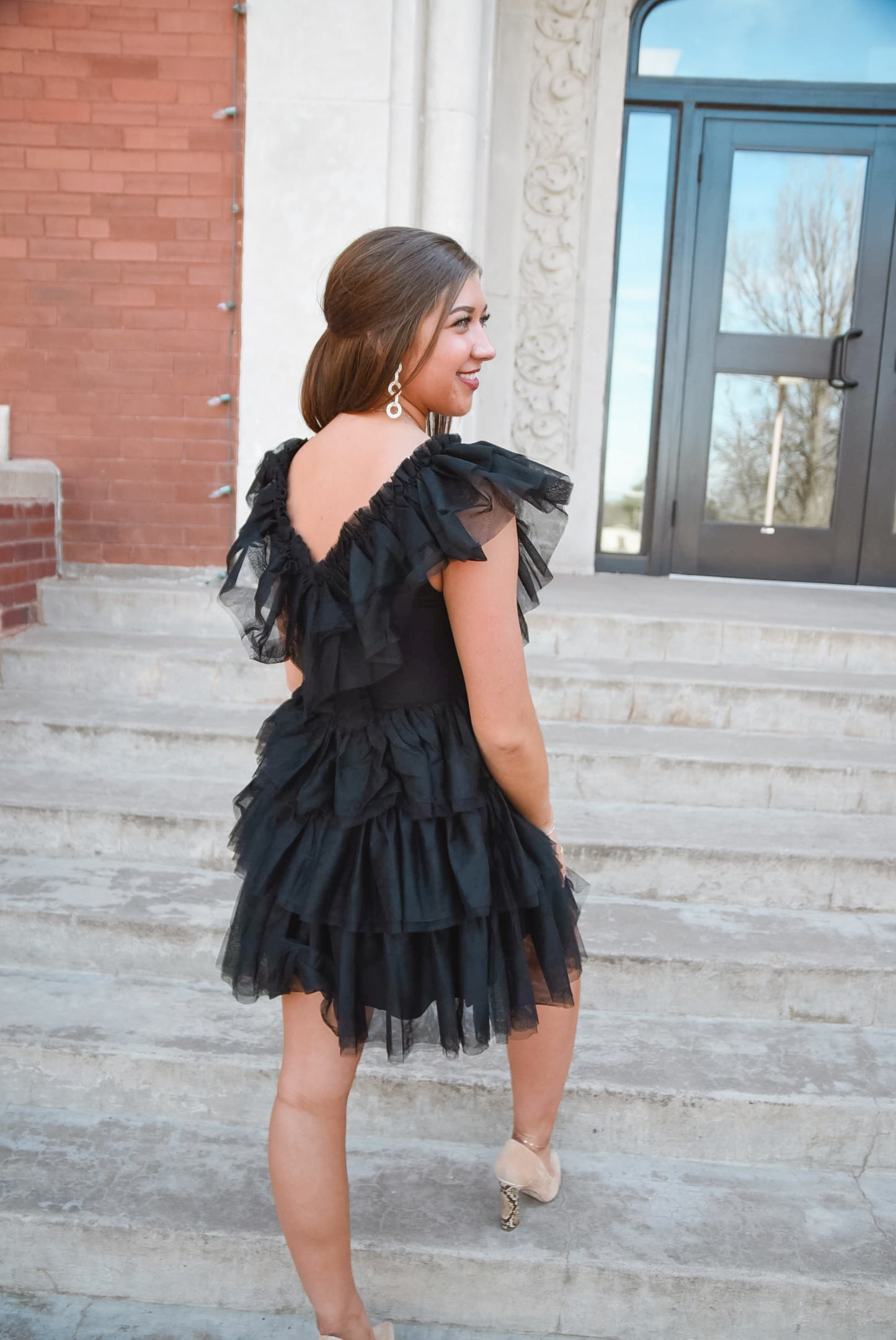 Vogue Tiered Tulle Black Dress