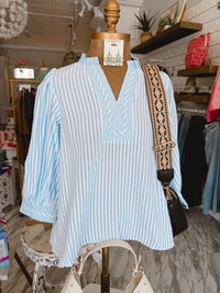Clear Sky Blue Stripe Blouse Top