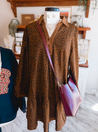 Fantasy Leopard Corduroy Tiered Dress