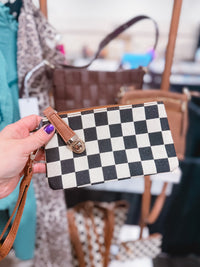 Ivy Checkered Zip Wristlet