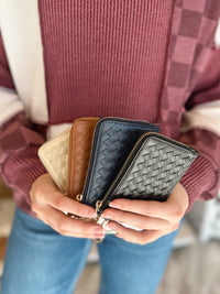 Woven Slim Cardholder Wallet with Wristlet