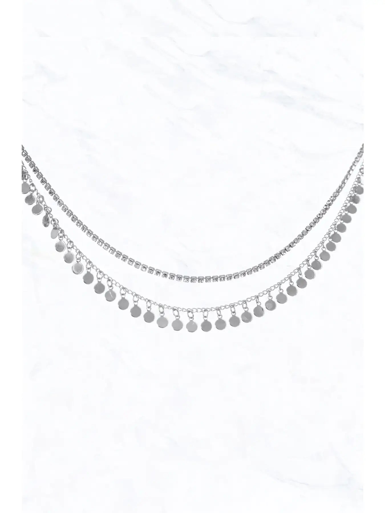 Disc & Tennis Layered Chain Necklace