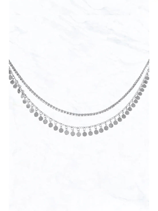 Disc & Tennis Layered Chain Necklace