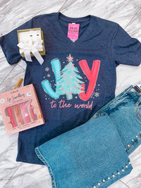 Joy to the World Heather Navy Tee