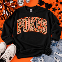 Pokes Leopard Varsity Design Black Gildan Sweatshirt
