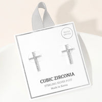 Silver Cross CZ 18k Gold Zipped Earrings