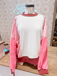 Sweet Tart Pink & Stripe Sweatshirt