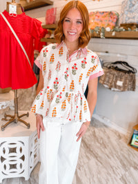 Morning Glory Red Floral Top