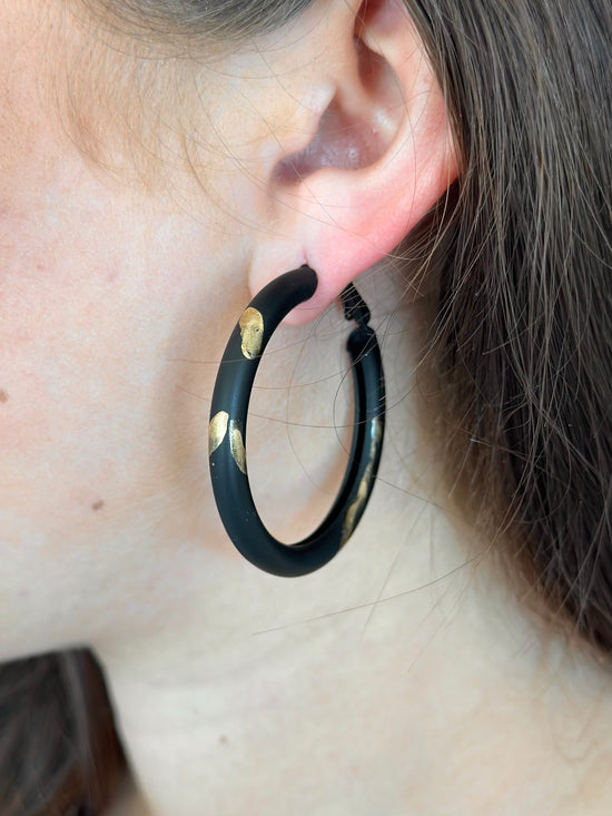 Black & Gold Matte Hoop Earrings