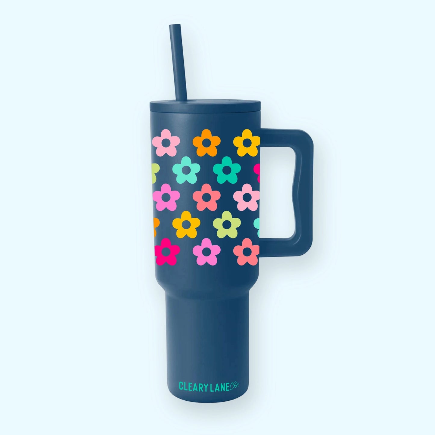 Navy Daisy 40 Oz. Modern Tumbler