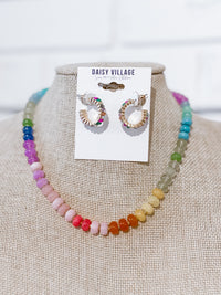 Pastel Colorful Ombre Stone Beaded Necklace