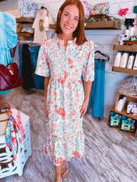 BauMont Blue Floral Midi Dress