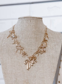Bow & Crystal Multi Charm Necklace