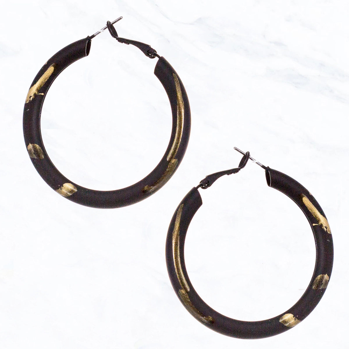 Black & Gold Matte Hoop Earrings