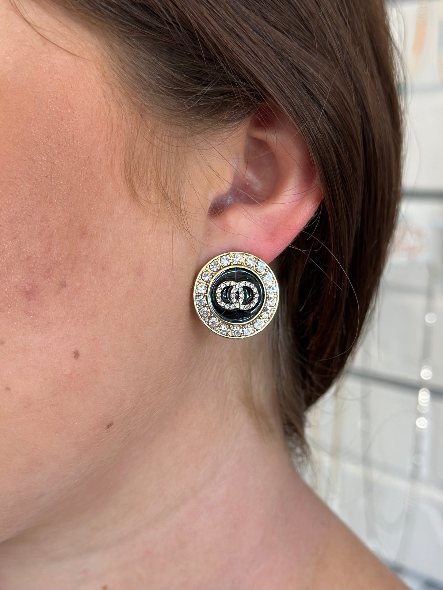 Crystal Circle Stud Earrings