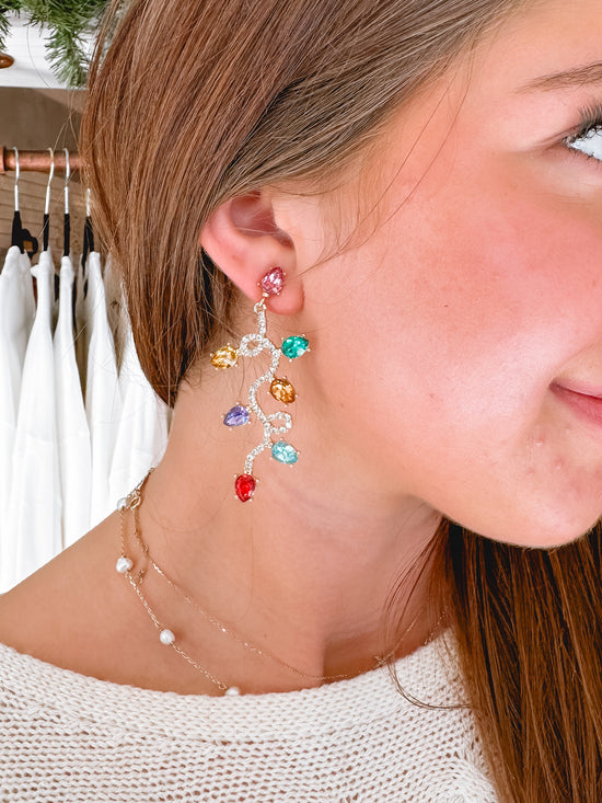 Crystal Christmas Lights Statement Earring