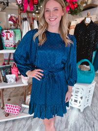 Midnight Shimmer Deep Navy Satin Dress