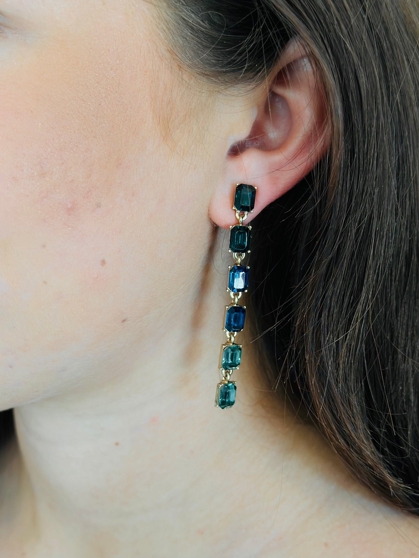 Ombre Crystal Drop Statement Earring