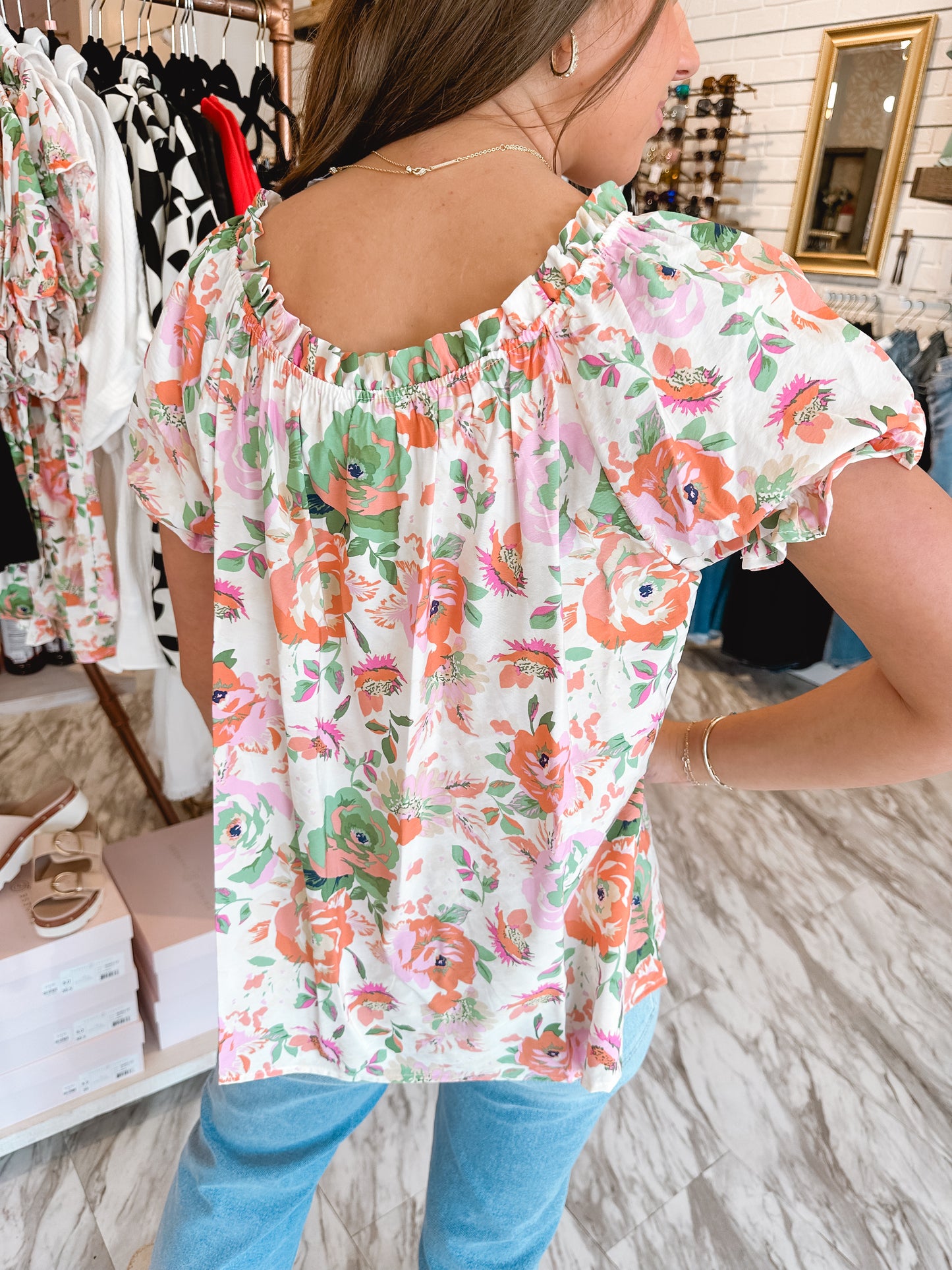 Full Bloom Ivory Floral Top