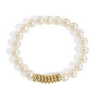 Kiska Glass Pearl 18K Gold Stretch Bracelet