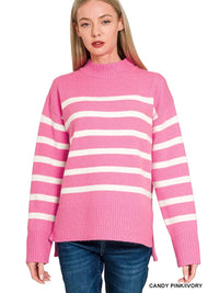 Fuzz Feeling Pink Stripe Sweater