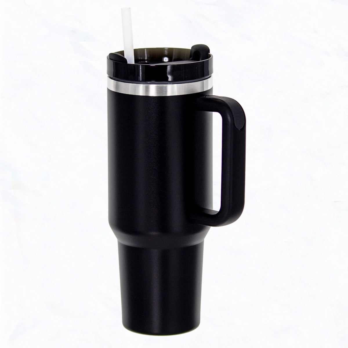 Navy Daisy Insulated Tumbler Cup with Handle