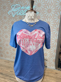 Love You Mean It Crystal Heart Lavender Tee