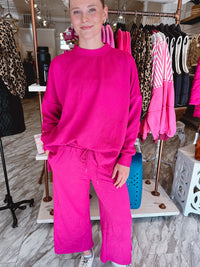 Comfy Goals Magenta Quilted Lounge Set