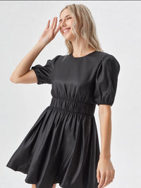 Martini Mixer Black Puff Sleeve Bubble Dress