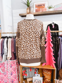 Follow the Way Leopard Ribbed Sweater Top