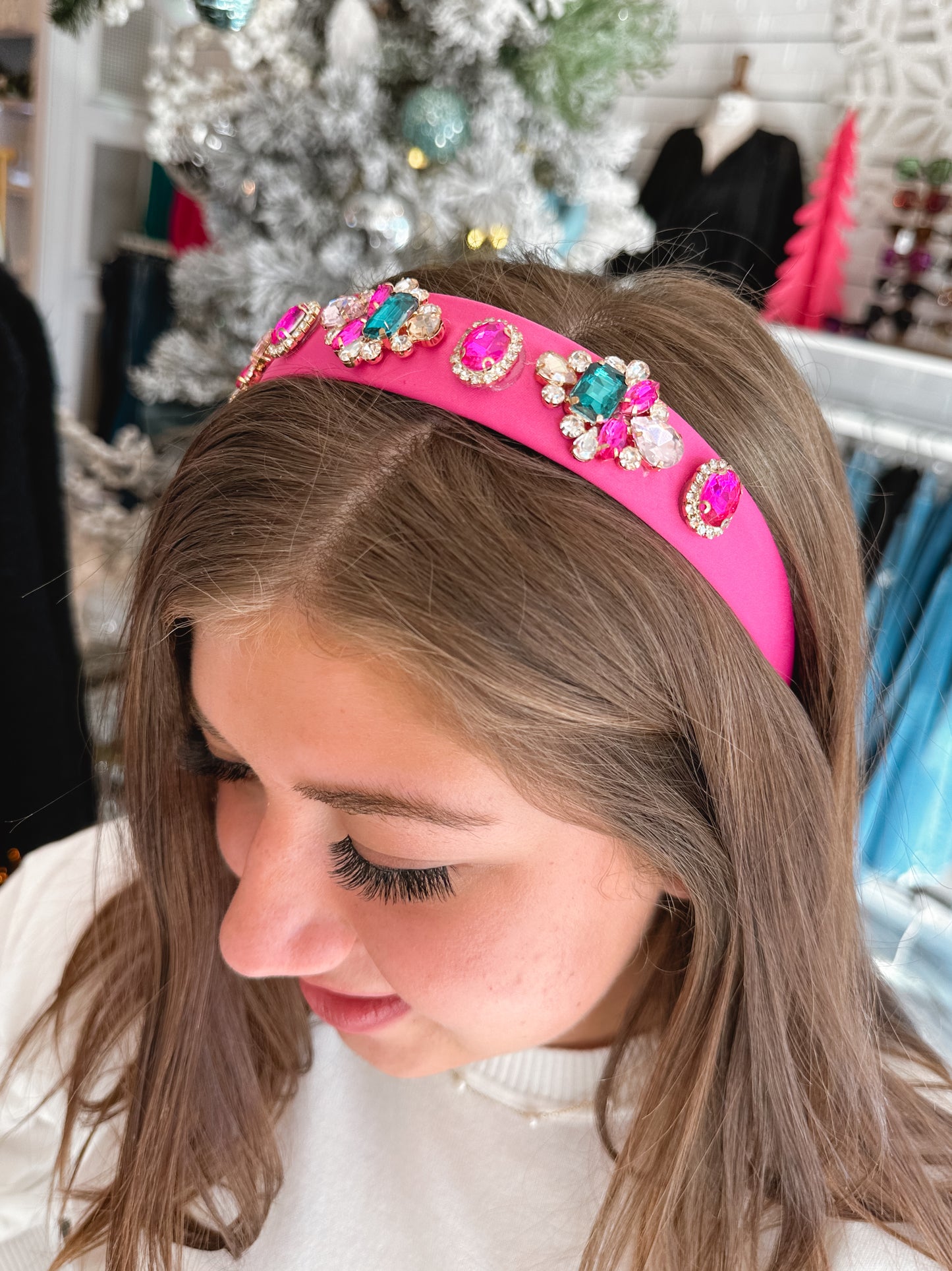 Hot Pink + Crystal Headband