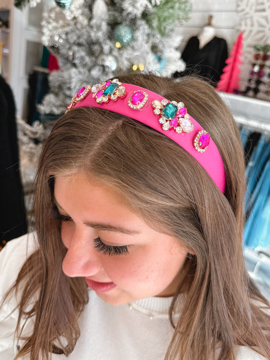 Hot Pink + Crystal Headband