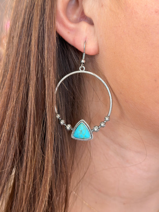 Turquoise Triangle Hoop Earring